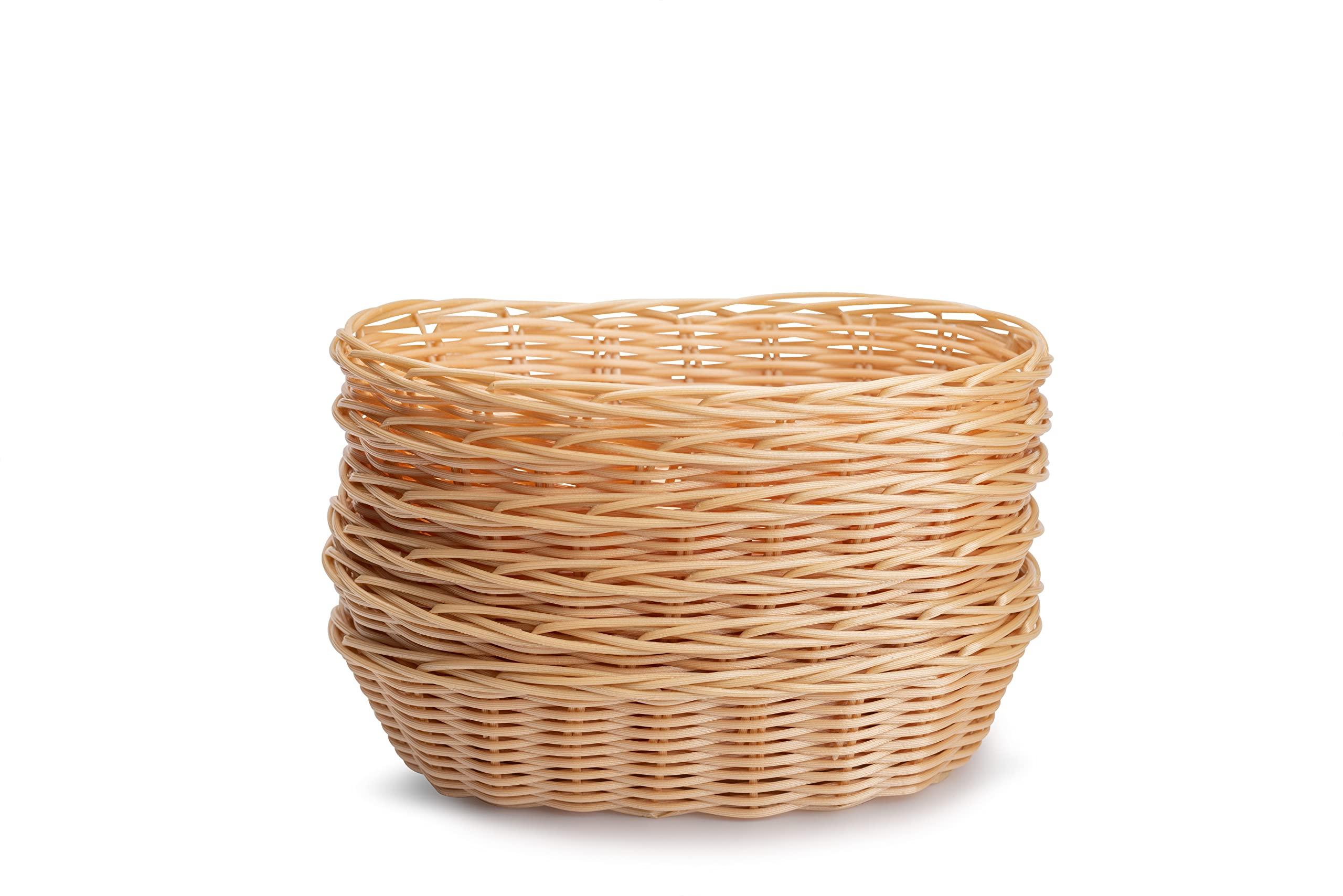 Wooden Living Baskets for Gifts Empty, Small Gift Basket | For Bread, Easter Fill, Montessori, Serving, Holiday/Christmas | Recycled Plastic Woven Wicker, Bulk kit - 9\" x 6\" x 2\" (6-Pack)