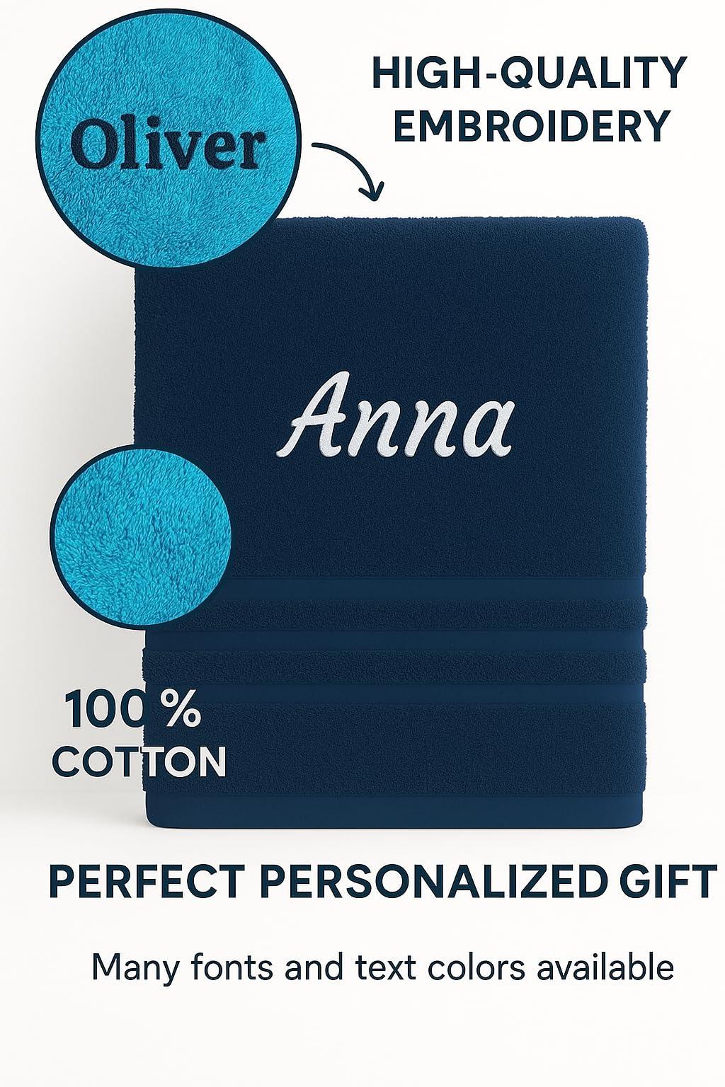 Pet-Jos Generic 4 pieces Personalised Bath Towel and Hand Towel with Name Beautifully Embroidered Name Custom Towel 4 Pack Cotton Towel Set Personalized Gift (Orange)