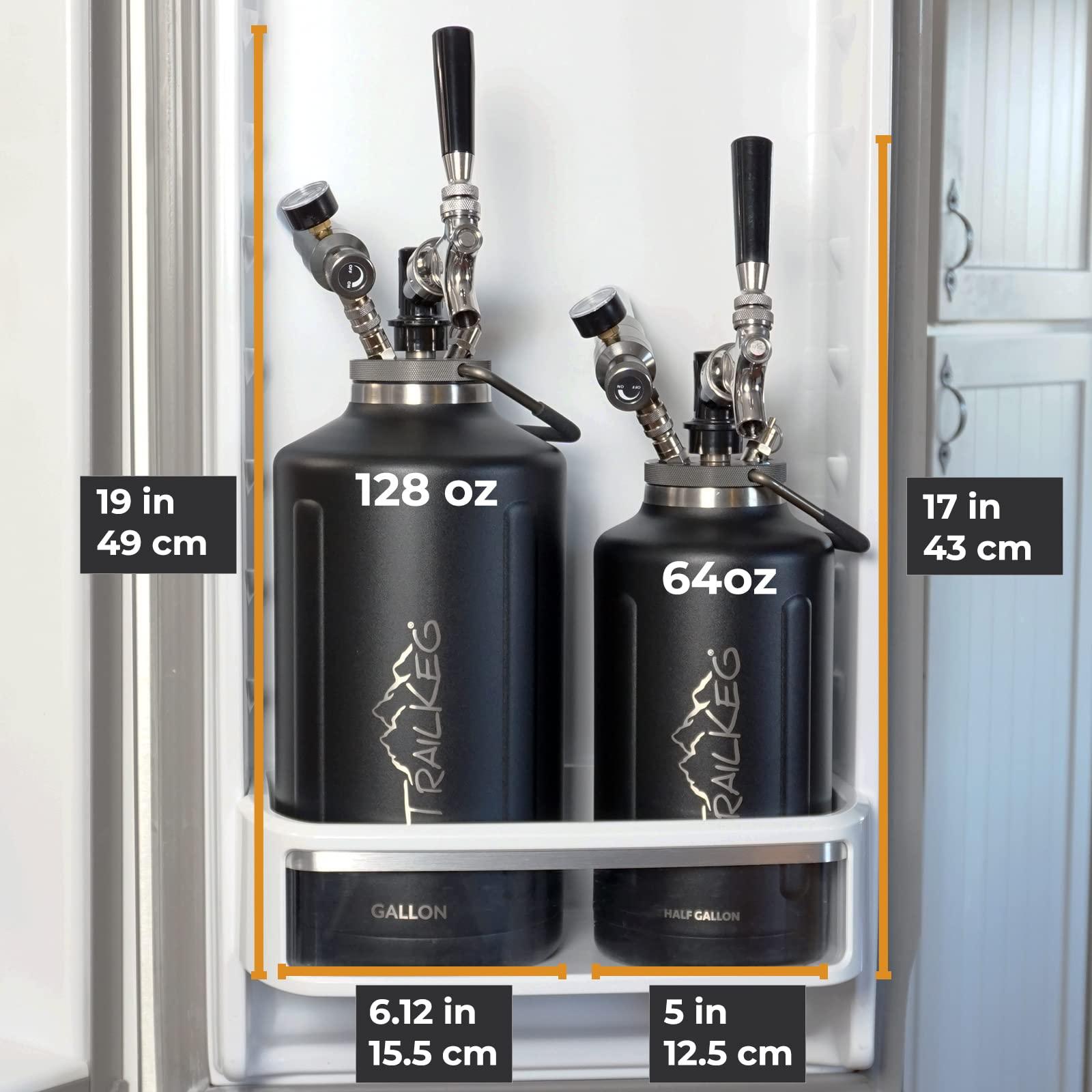 TrailKeg TrailKeg Half Gallon Package - Stainless Steel Growler For Beer - Vacuum Insulated Double Wall Design - Chrome Tap And Dual Stage CO2 Regulator - Keeps Drinks Perfectly Cold And Carbonated