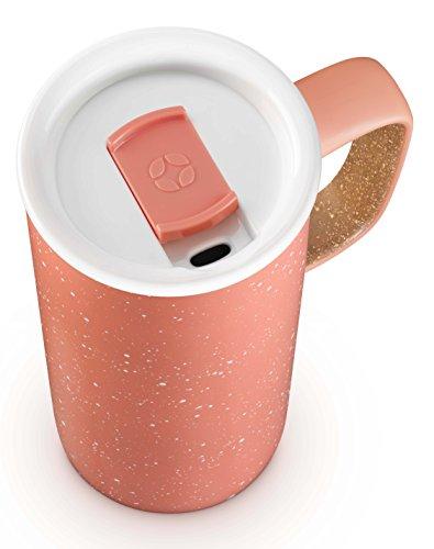 Ello Ello Campy Vacuum Insulated Travel Mug with Leak-Proof Slider Lid and Comfy Carry Handle, Perfect for Coffee or Tea, BPA Free, Georgia Peach, 18oz