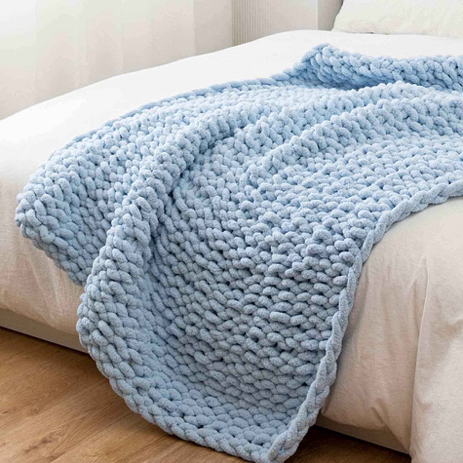 RGRE RGRE 50x60 inch Chunky Knit Blanket Chenille Throw, Handmade Chenille Yarn Cable Knitted Blanket, Knitted Chenille Throw Blanket for Sofa and Couch, Home Decoration Crochet Blankets