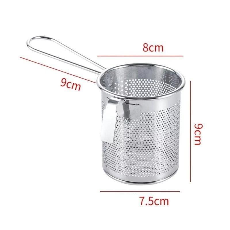 HEAIQI Fryer Basket Strainer Basket 304 Stainless Steel Hot Fry Basket Filter Food Colander Leaking Oil Can Be Screened Surface Fried Food Filter French Fries Basket