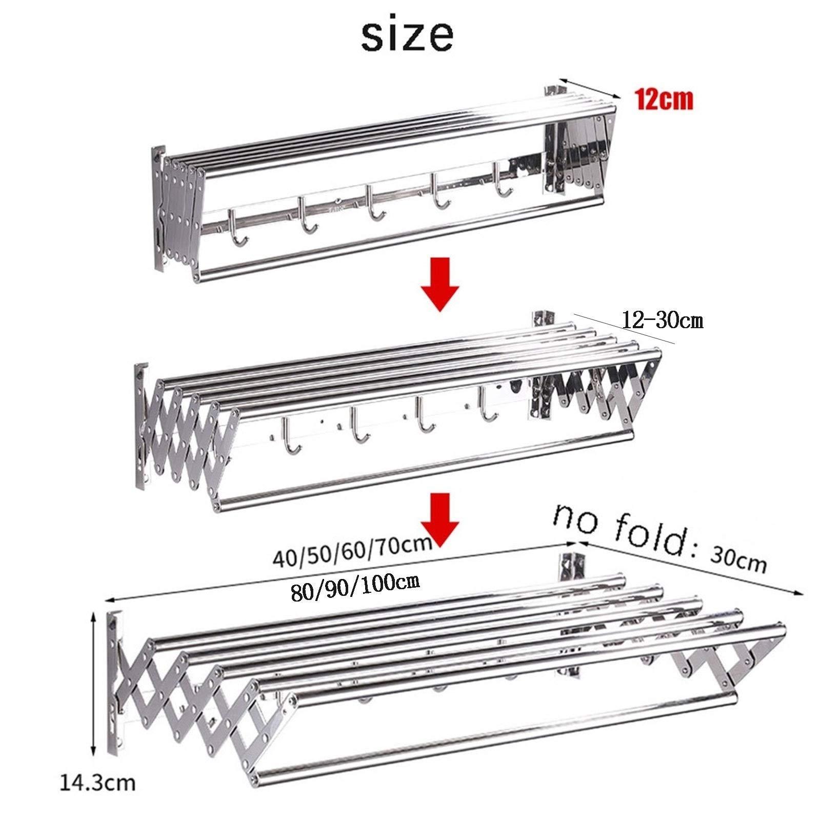HomeLoft Basics Wall Mounted Laundry Drying Rack Retractable Folding Airer Garment Clothline Dryer Rack Bathroom Towel Holder Space Saver Clotheshorse for Indoor Outdoor (40cm/15.7in)