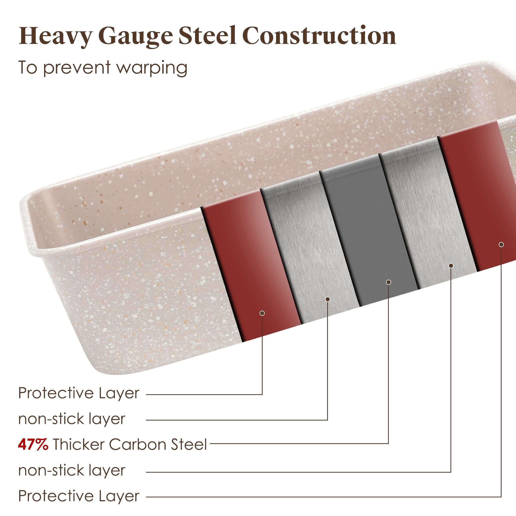 VONIKI Nonstick Bakeware Set - 7 Piece Oven Bakeware With Cookie Sheet, Cake Pan, Loaf Pan, Muffin Pan, Roaster, Cooling Rack - PTFE & PFOA Free Baking Supplies