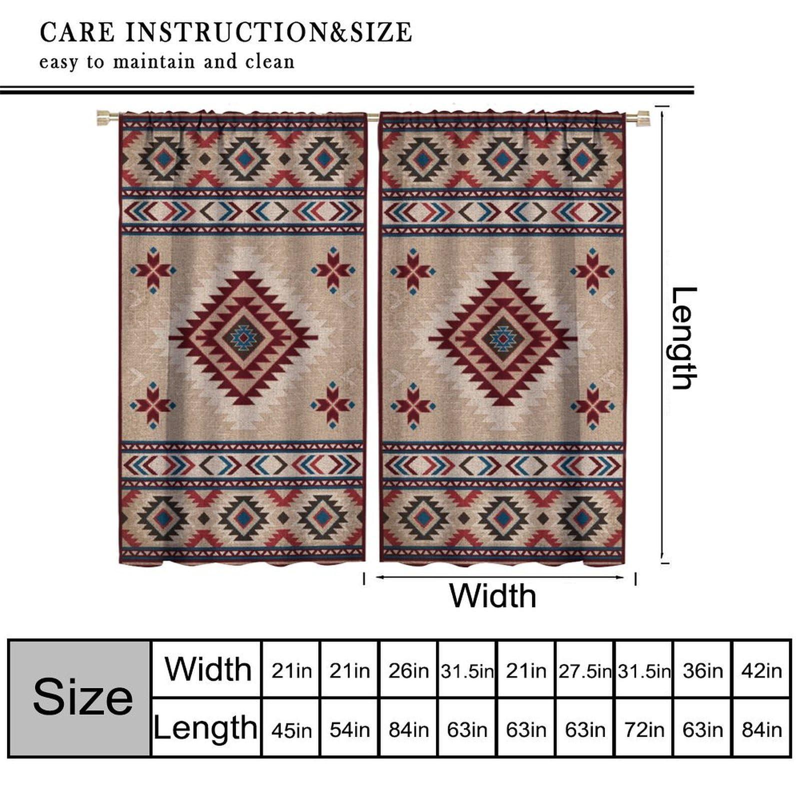 HLLYY Aztec Curtains Red Ethnic Southwestern Geometric Pattern Farmhouse Tribal Boho Blackout Drapes for Bedroom Living Room Kitchen Bathroom W42xL84 Inch x2 Panels