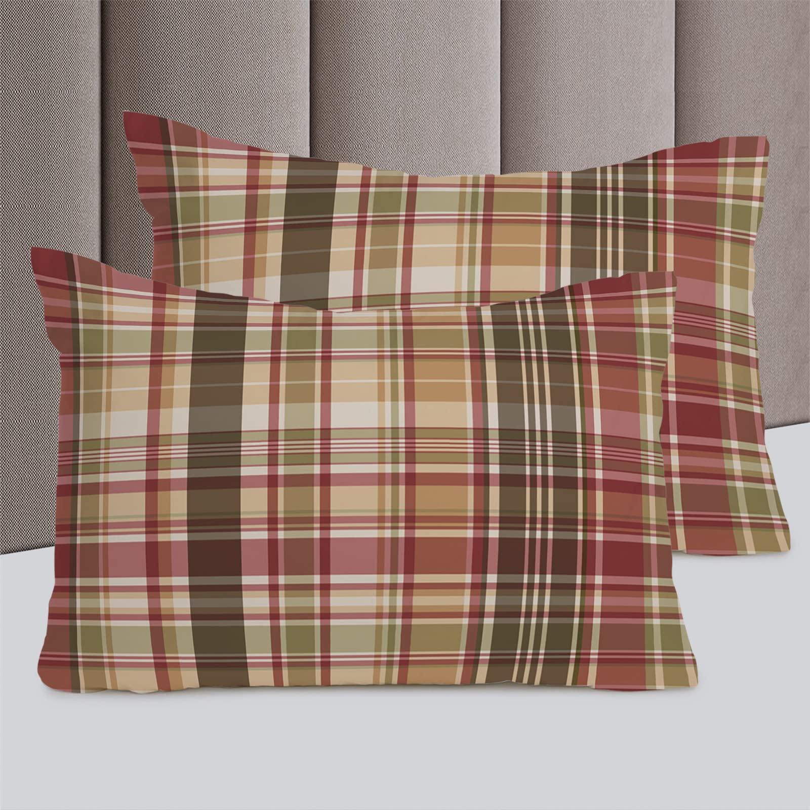 Ldtrchee All Season Duvet Bedding Set, Retro Red Teal Checkered Ultra Soft 3 PCs Quilts Cover Set, Zipper Closure for Toddler Bedding Farmhouse Buffalo Plaid (Queen Size)