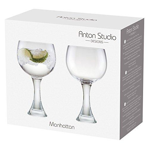 Anton Studio Designs Anton Studio Designs Manhattan Handmade Gin Glasses for Wine, Cocktails, or Water - 12 oz - Clear - Set of 2 Elegant Cocktail Glasses