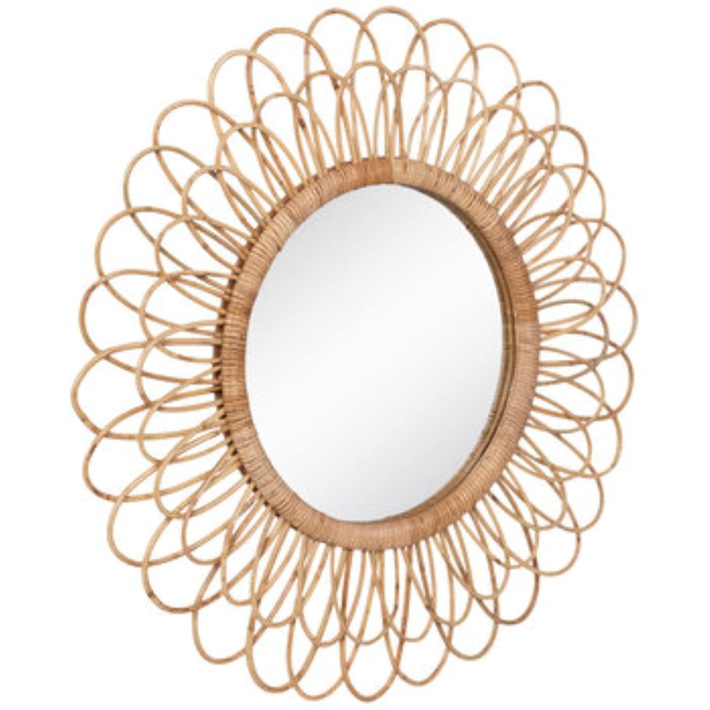 Hobby Lobby Hobby Lobby Home Decor Flower Rattan Brown Wall Round Mirror