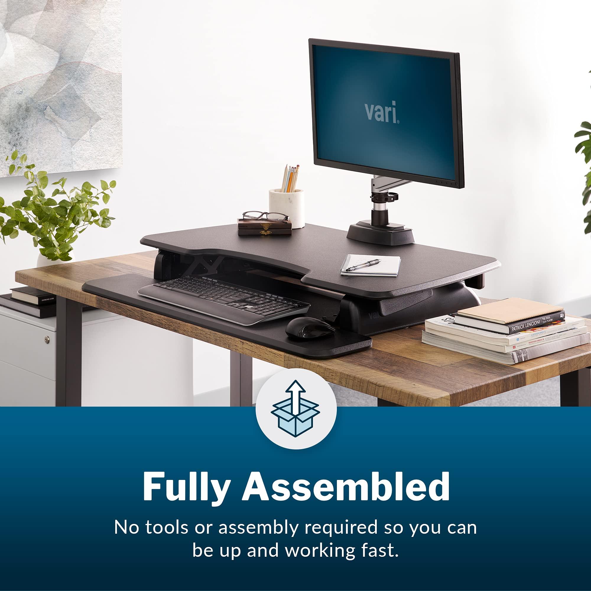 Vari Vari - VariDesk Essential 36 - Two-Tier Standing Desk Converter for Monitor & Accessories - Height Adjustable Sit Stand Desk - Fully Assembled Monitor Riser for Home Office - 36\" Wide, Black