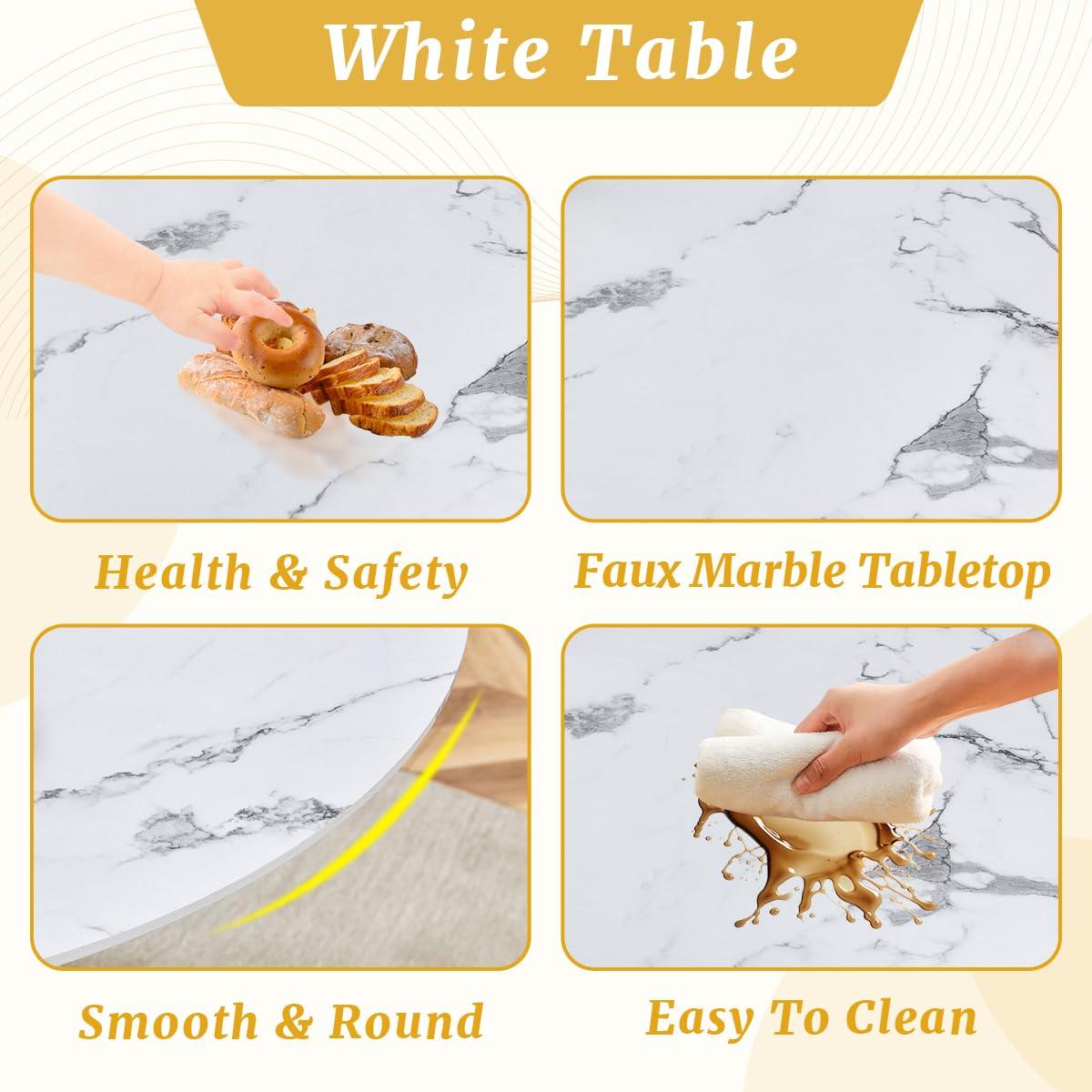 BAOPIN BAOPIN 45\'\' Round Dining Table Set for 4, Small Dining Table Set for 4, Dining Room Table Set for 4, Dining Room Table Round for 4, Round Dining Table Set for Home