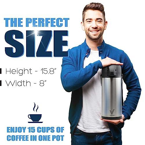 VONDIOR 85 oz (2.5L) Coffee Carafe with Pump, Insulated Stainless Steel Coffee Dispenser, Coffee Carafes for Keeping Hot/Cold, Hot Beverage Dispenser for Party