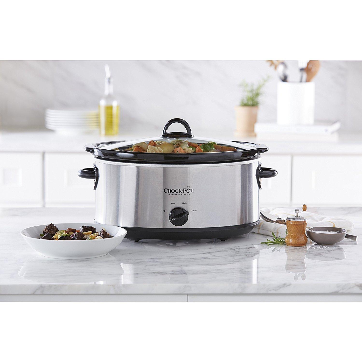 Crock-Pot Crock-Pot 7 Quart Oval Manual Slow Cooker, Stainless Steel (SCV700-S-BR), Versatile Cookware for Large Families or Entertaining