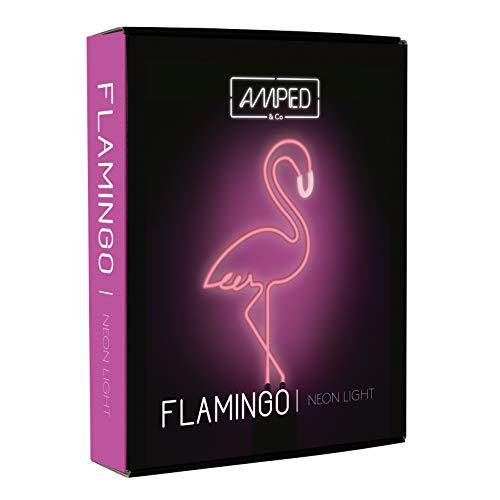 Amped & Co Amped & Co - Flamingo Neon Desk Light, 17\" x 6.7\" - Flamingo Party Decorations, Pink Neon Signs Decorations - Flamingo lamp, Pink LED sign, Flamingo light