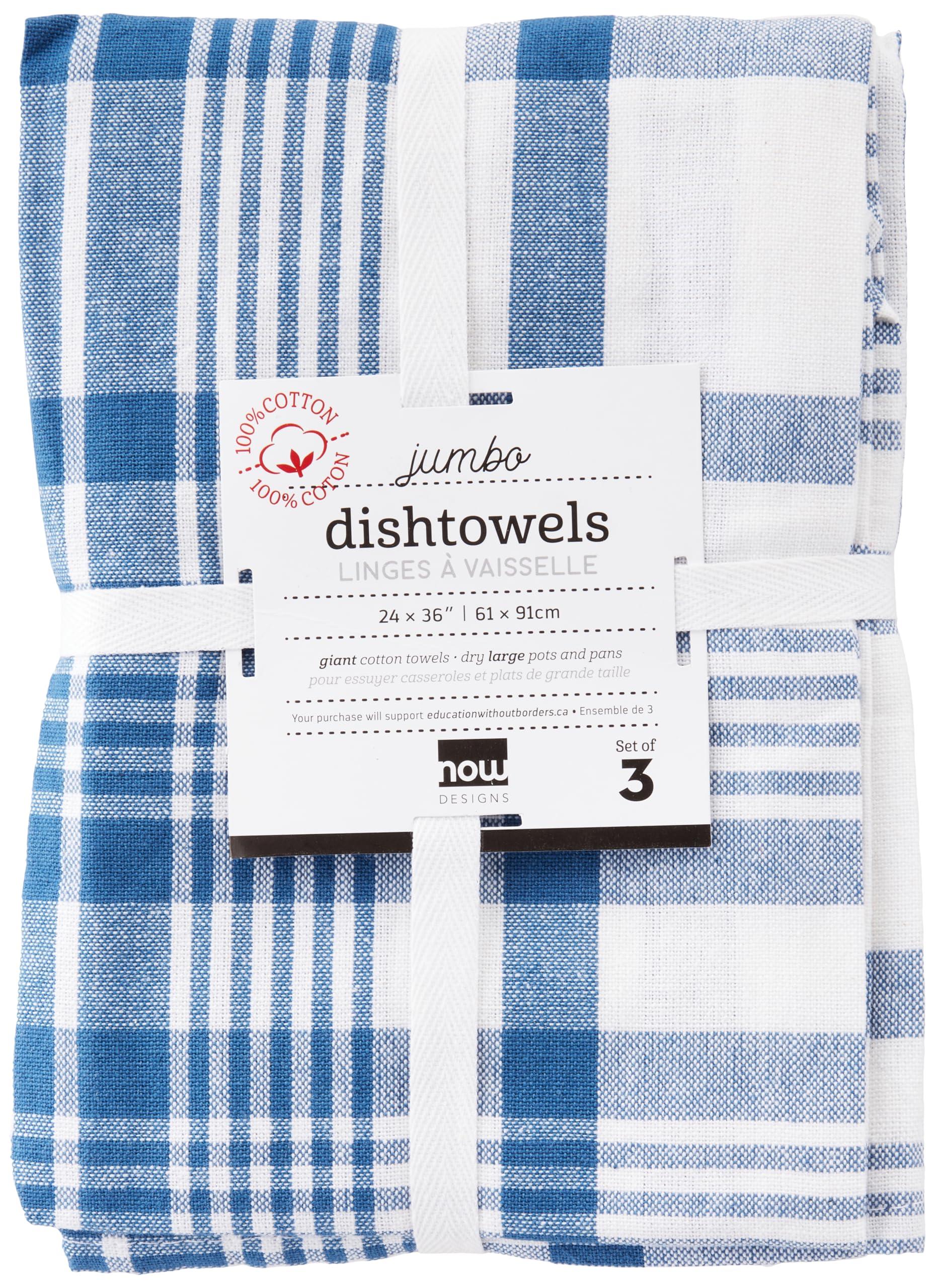 Now Designs Now Designs Jumbo Pure Kitchen Towel Set of 3, Royal Blue