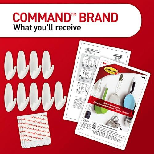 Command Command Medium Designer Hooks, Damage Free Hanging Wall Hooks with Adhesive Strips, No Tools Wall Hooks for Hanging Decorations in Living Spaces, 9 White Hooks and 12 Command Strips