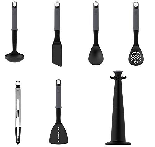Joseph Joseph Joseph Joseph Elevate Carousel Nylon Kitchen Utensil Set with Rotating Storage Stand, 6-piece, Gray