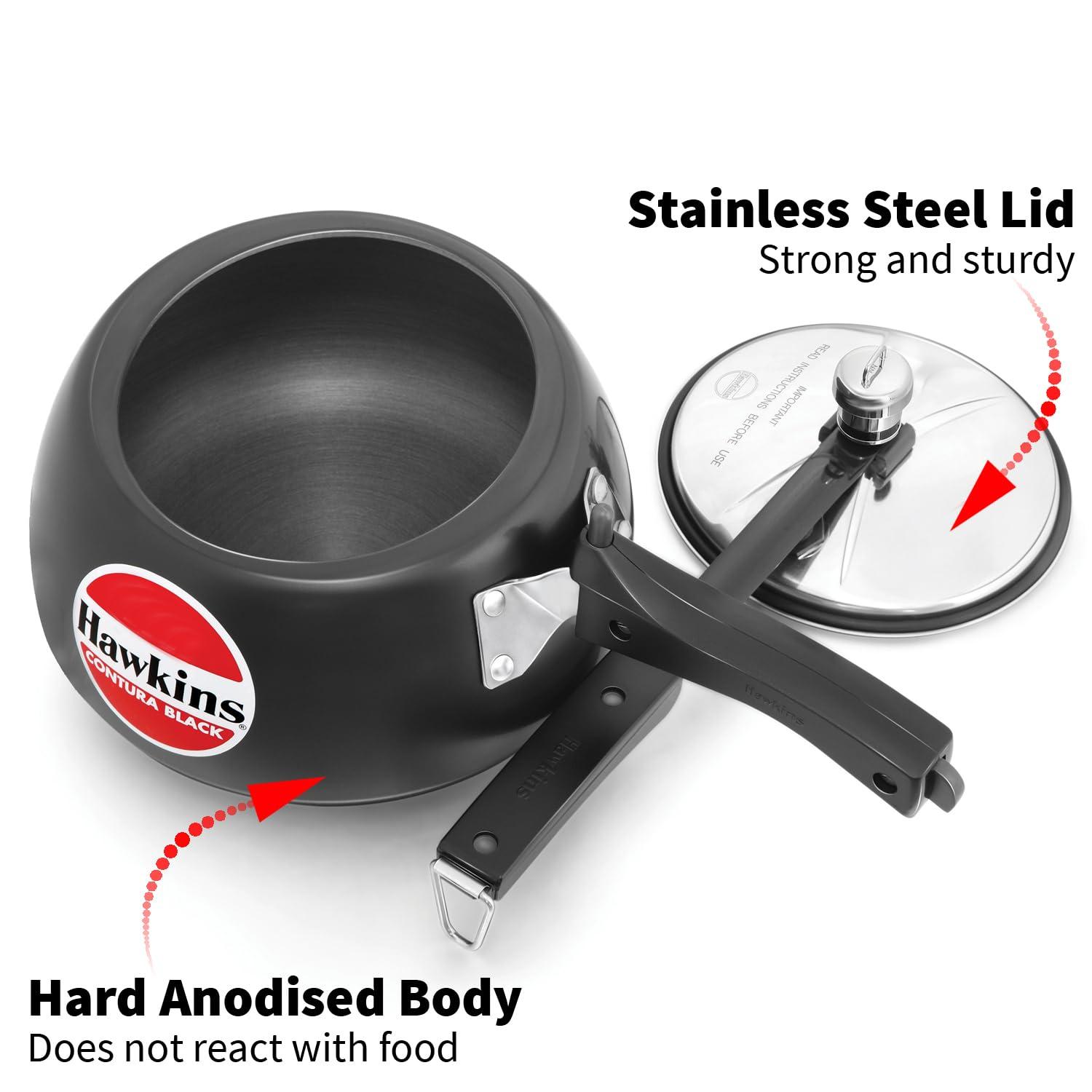 HAWKINS Hawkins Contura Black 1.5 litre Pressure Cooker