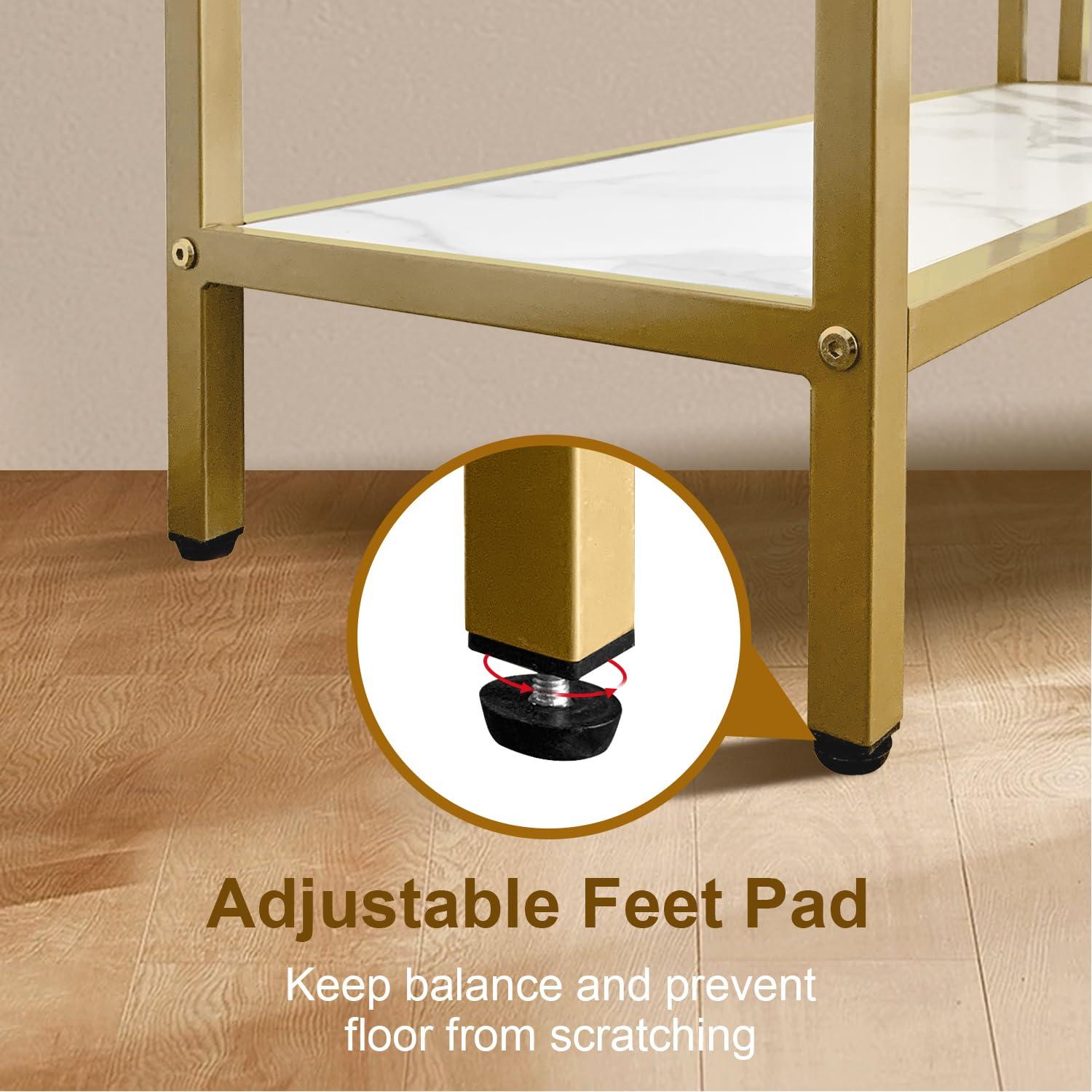 AT-VALY AT-VALY 6 Tier Bookcase Bookshelf, 72.4Tall Modern Freestanding Bookshelf with 6 Shelves, Faux Marble Open Display Storage Book Shelves for Living Room Bedroom Home Office (Gold)