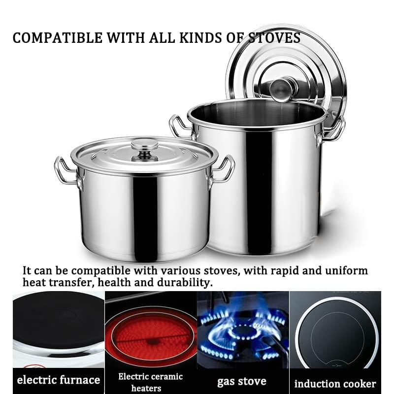 AIZYR Stainless Steel Stock Pot with Strainer and Lid - Large Heavy Duty Deep Fryer Pot 27QT/45QT/63QT Commercial Clam Steamer Bucket for Home Hotel,63Qt