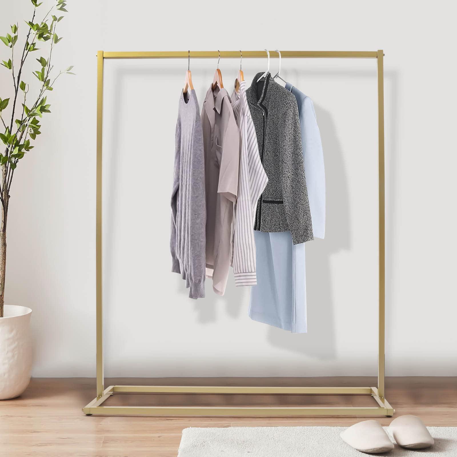 kunghei kunghei 59 Inch Hanging Clothes Rack Metal Garment Rack for Home or Boutique Clothing Store Retail Display Rack, Heavy Duty Gold Clothing Rack Closet Hanging Rod Storage Bar Floor Standing