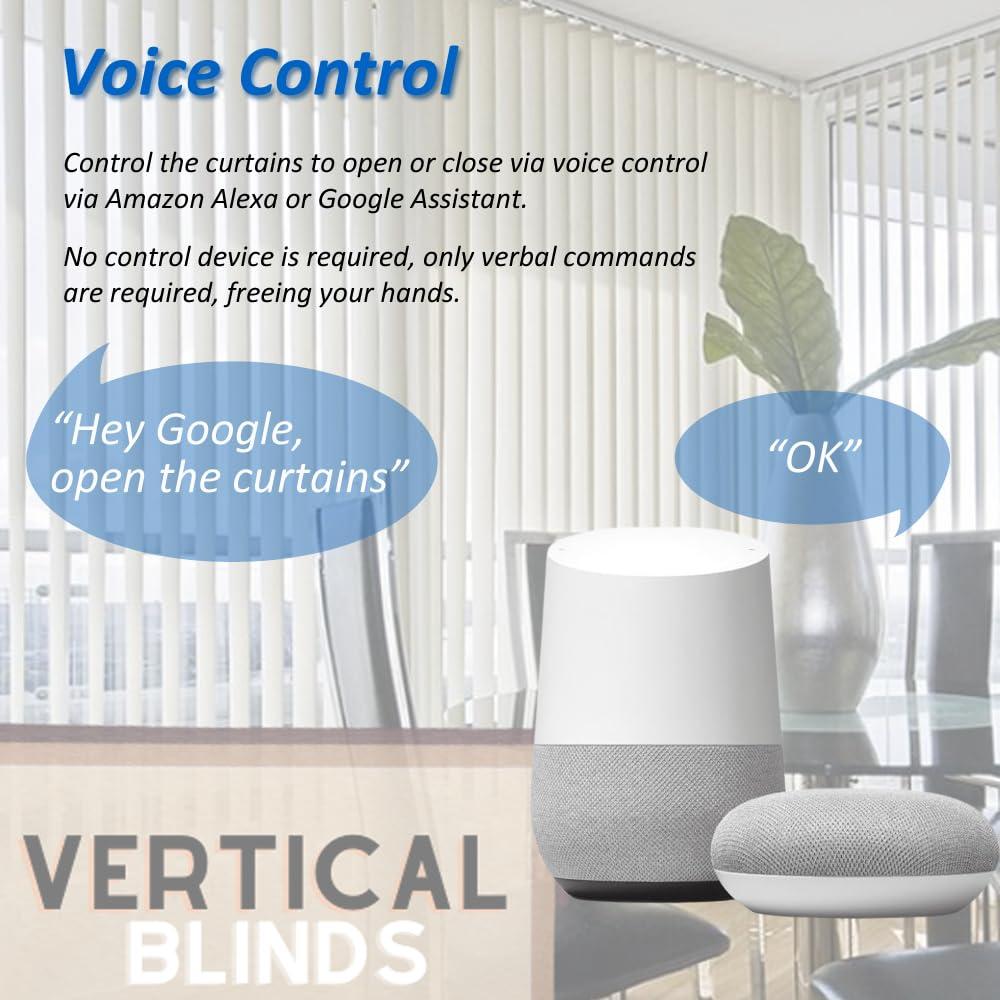 SIXIN Tuya Smart Motorized Vertical Blinds Motor & Track,Smart Motorized Curtains, 180 Rotation, Compatible with Google Assistant & Amazon Alexa (ZigBee Motor - 5M (196.9in) Track)
