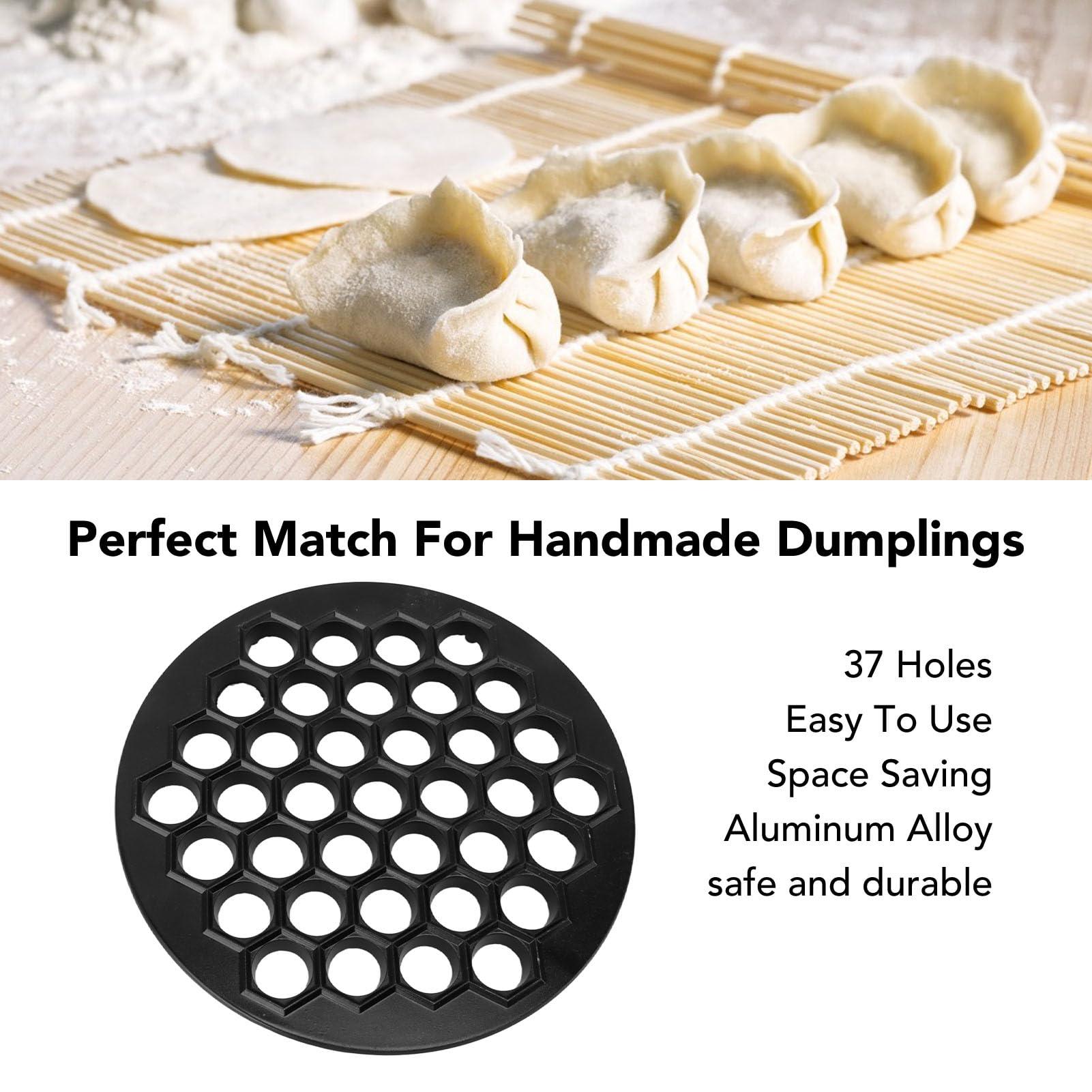 Zerodis 37 Holes Russian Pelmeni Maker, Aluminum Alloy Pelmeni Maker Pelmeni Meat Dumplings Maker Kitchen Supplies (Black)