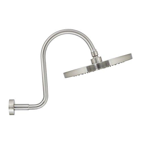 MODONA MODONA 10” Rain Shower Head and “S” Long Shower Arm with Flange – Satin Nickel - 5 Year Warrantee