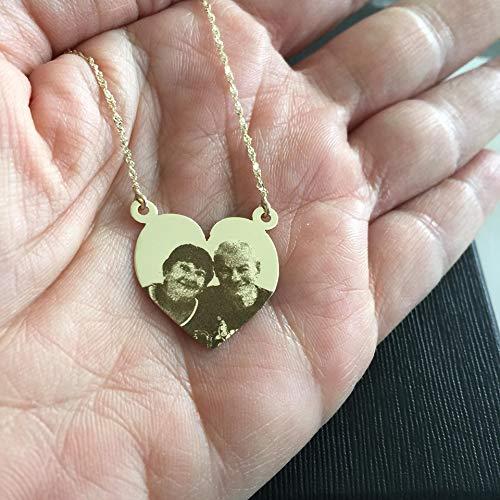 LIMA JEWELRY Photo Necklace 14K Gold, Custom Photo Jewelry, Picture Necklace, Engraved Photo, Portrait Necklace, Personalized Necklace, 14K Gold necklace