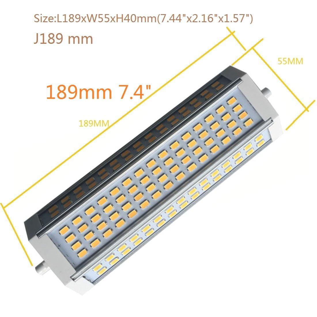 qlee QLEE R7S LED Bulb 50W 189mm 7.4\" Dimmable Light J189 Double Ended LED Floodlight AC 120V Warm Light 3000k 4700LM for 750W Halogen Replacement Lamp (3000k Warm Light)