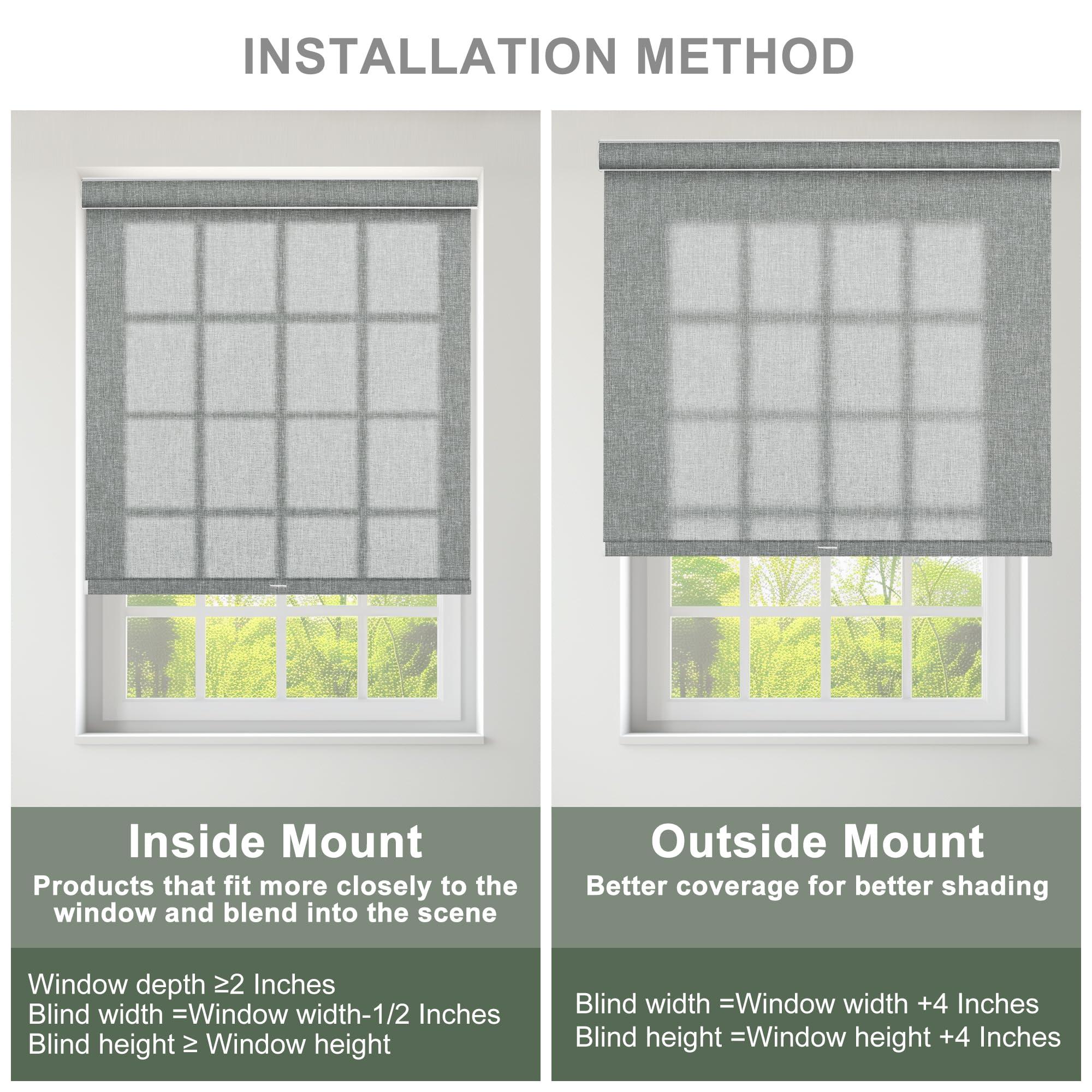 SEEUNANA SEEUNANA Light Filtering Roller Shades for Windows,Cordless Roller Blinds with Cassette Valance,Linen Roller Window Shades,Thermal Insulation Window Shades for Home Door Office. Grey. 81" W x 84" H