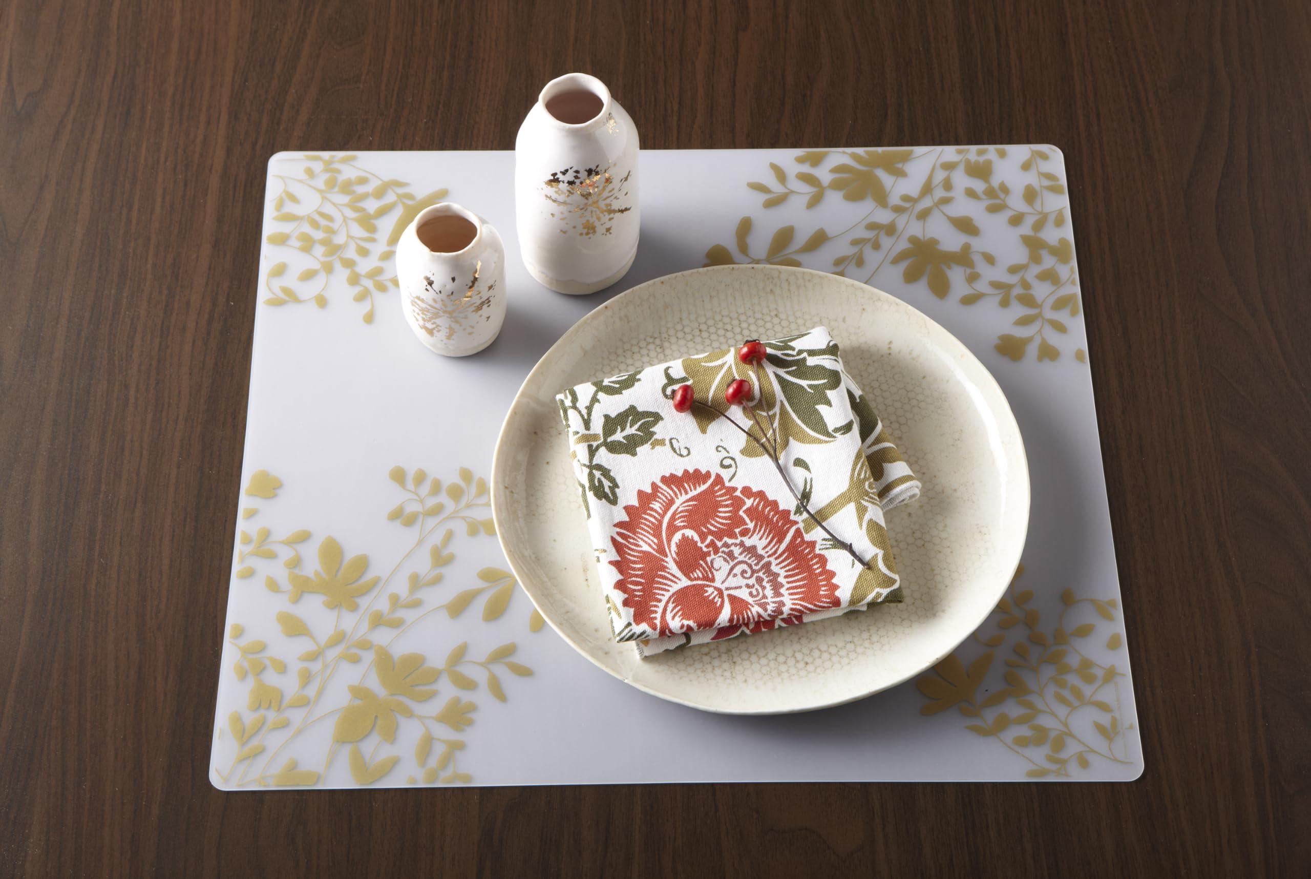 MODERN-TWIST modern-twist Placemat 100% Food-Grade Silicone, Waterproof and Reusable, Jardin Gold