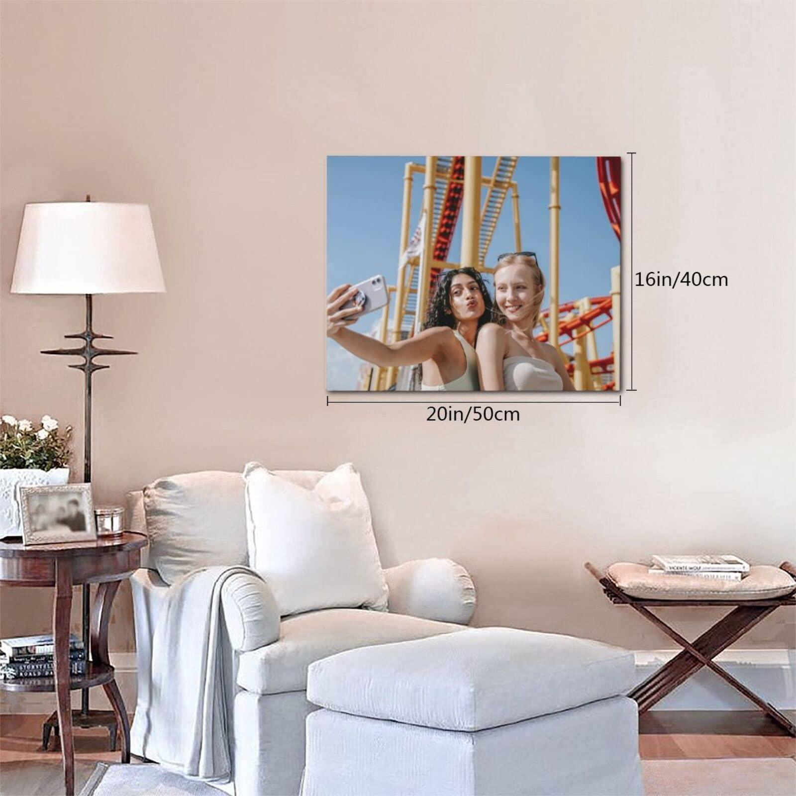 AHOBAGGA AHOBAGGA Custom Canvas Prints Personalized Wall Art Add Your Customized Photo Picture Text Canvas Wall Art for Family Wedding Friends Home Decoration (20x16 in)