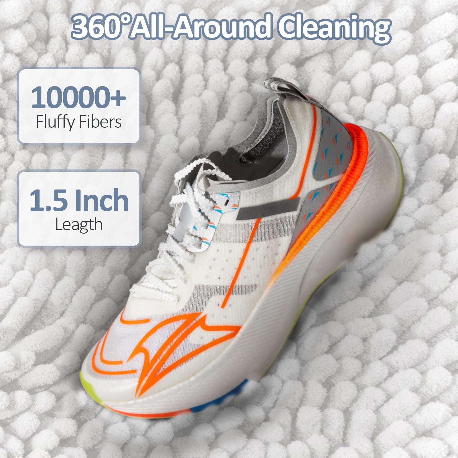 LDYDGQMY Shoe Washing Machine Bag, 360 Wrap-around Cleaning Laundry Bags with 2 Adjustable Shoe Trees, Reusable Wash Bag Lockable Zipper with Fluffy Fibers for Sneaker Gym Shoe