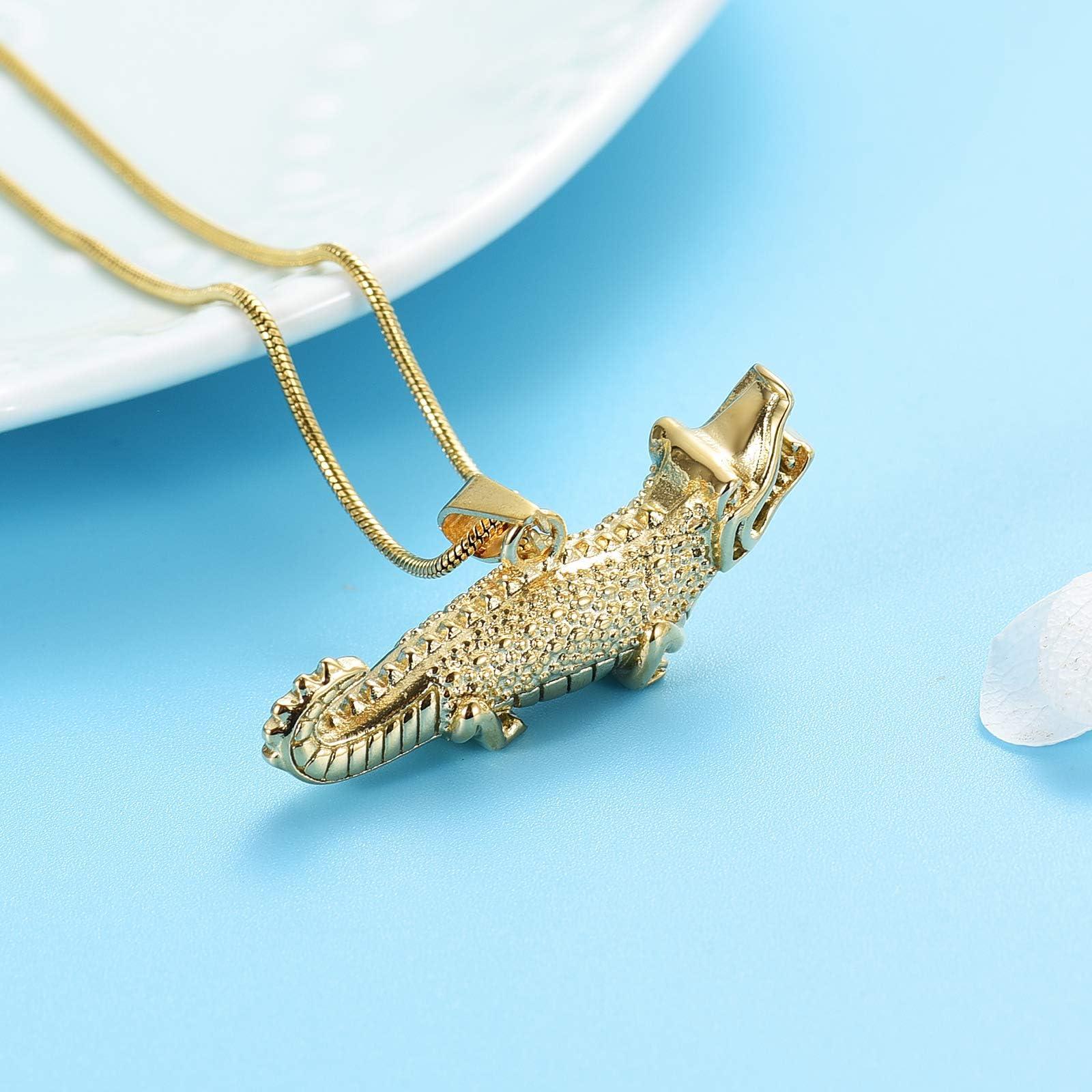 QGJNSGC QGJNSGC Crocodile Cremation Urn Necklaces for Ashes Stainless Steel Urns Necklace Keepsake Longevity wisdom Memorial Cremation Jewelry for Ashes for Men Women Gifts