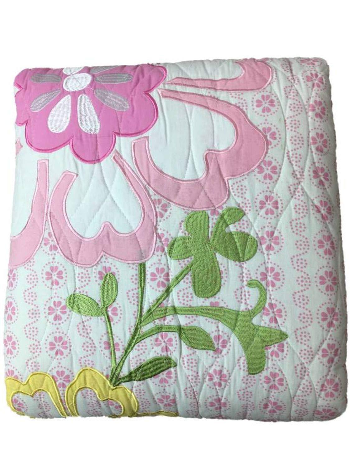 Mudhut Mud Hut Pink Jasmine Floral Applique Full Queen Quilt & Shams Set Comforter