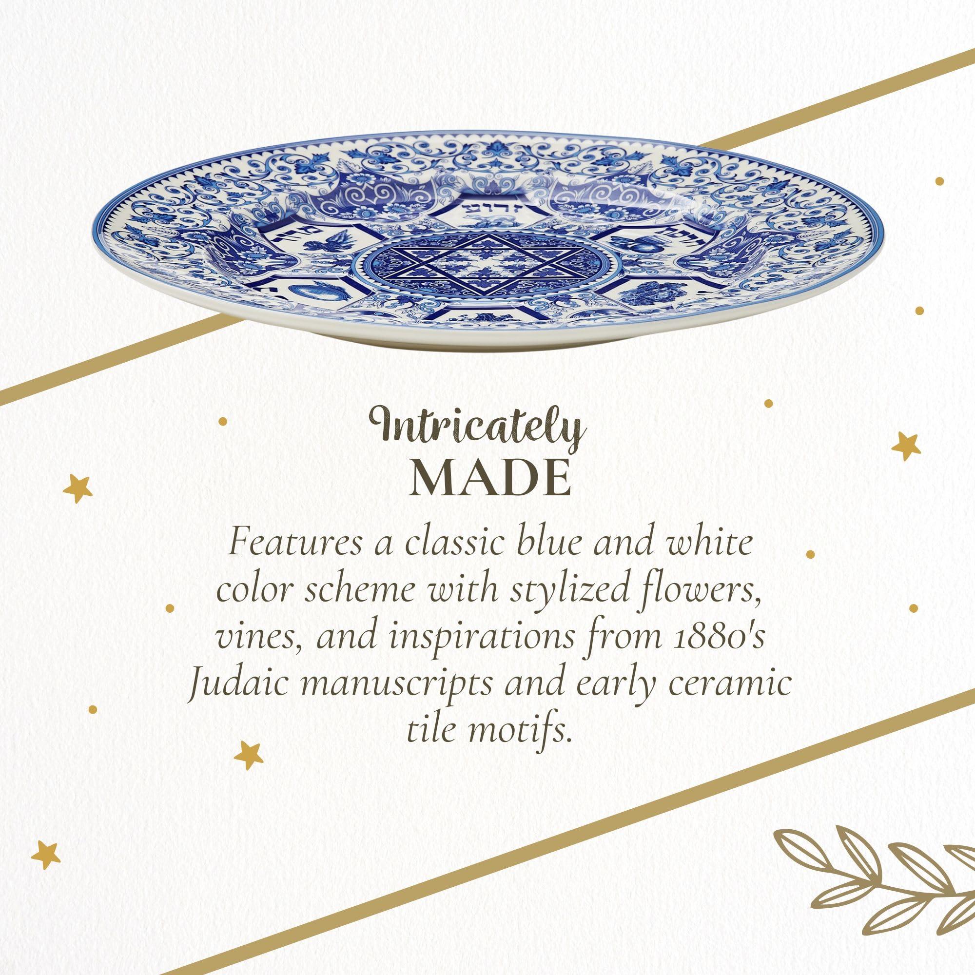 Spode Spode Judaica Passover Seder Plate | 12 Inch Round Pesach Kaarah | Made of Fine Porcelain | Dishwasher Safe