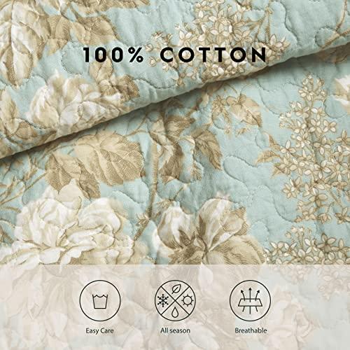 Laura Ashley Laura Ashley Home - Queen Quilt Set, Cotton Reversible Bedding with Matching Shams, Bedroom Decor Ideal for All Seasons (Brompton Green, Queen)