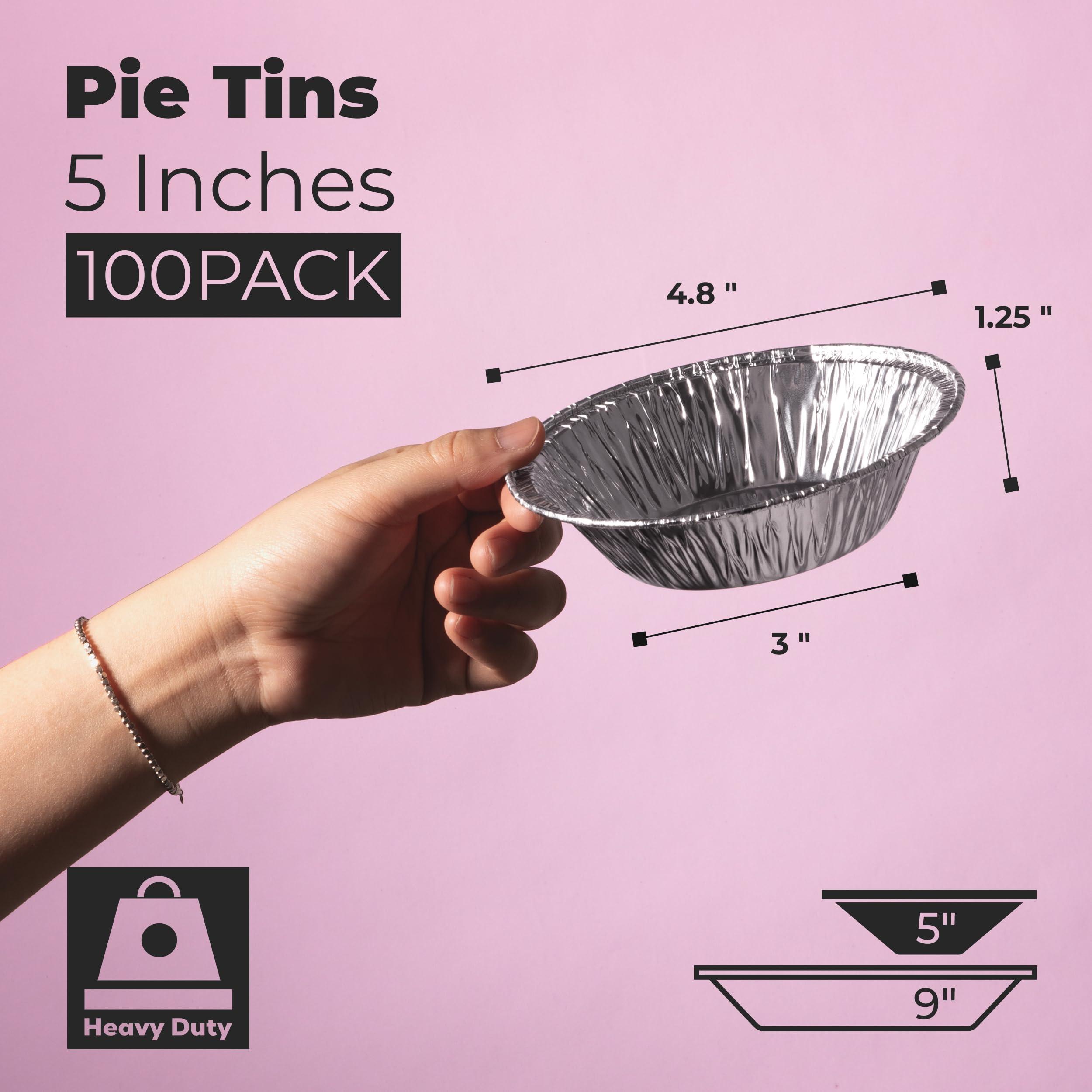 Fit Meal Prep Fit Meal Prep 100 Pack 5 Aluminum Foil Pie Pans, 5 inch Disposable Aluminum Baking Pie Pan, Deep Foil To Go Food Storage Containers Freezer Safe for Catering, Packaging