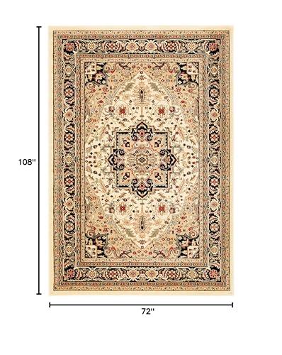 Safavieh SAFAVIEH Lyndhurst Collection Area Rug - 6' x 9', Beige & Black, Traditional Oriental Design, Non-Shedding & Easy Care, Ideal for High Traffic Areas in Living Room, Bedroom (LNH330C)