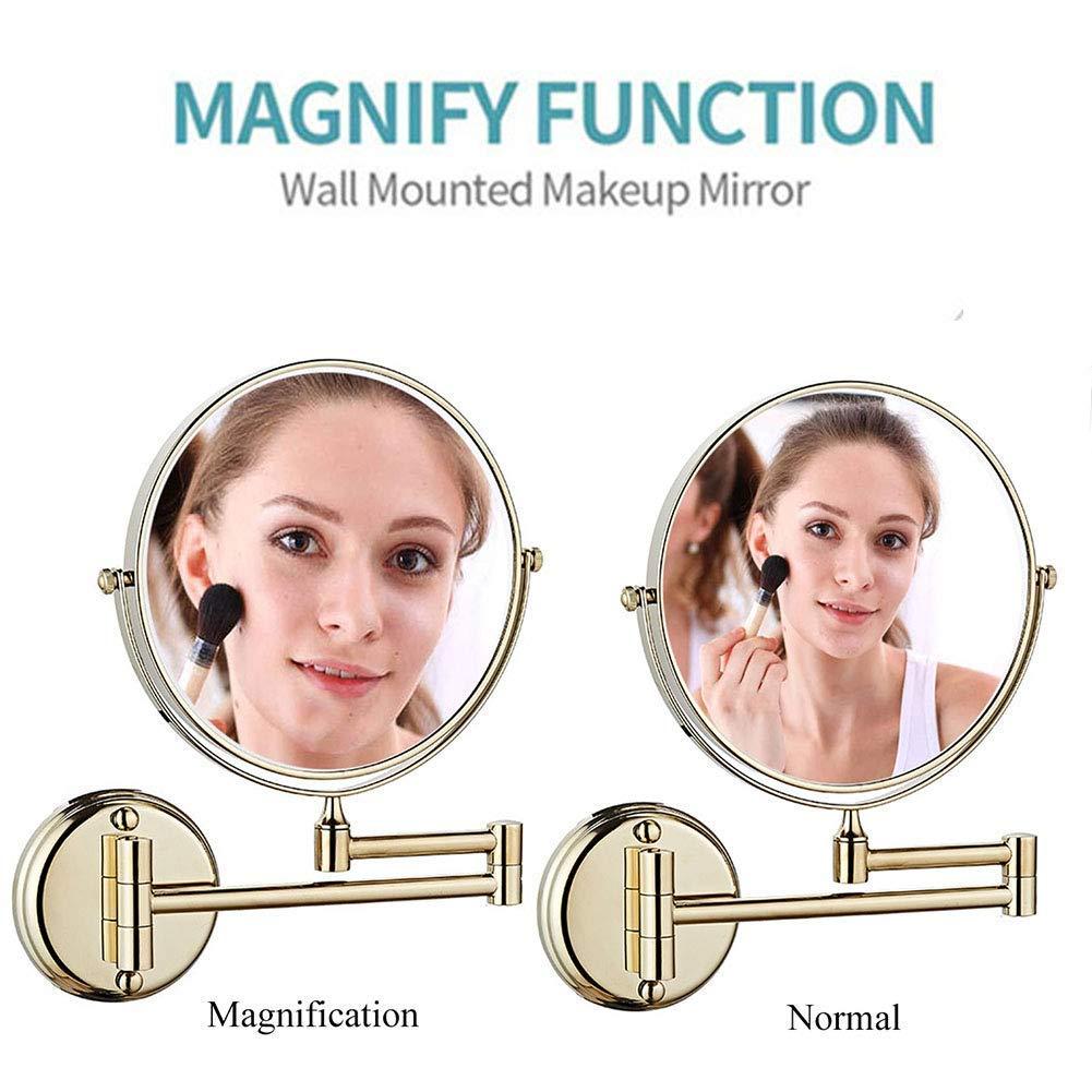 Generic Wall Mounted Makeup Mirror Two-Sided Swivel Wall Mount Mirror,Two-Sided Extendable,360 Degree Swivel(Gold 10X) (Gold 10X)