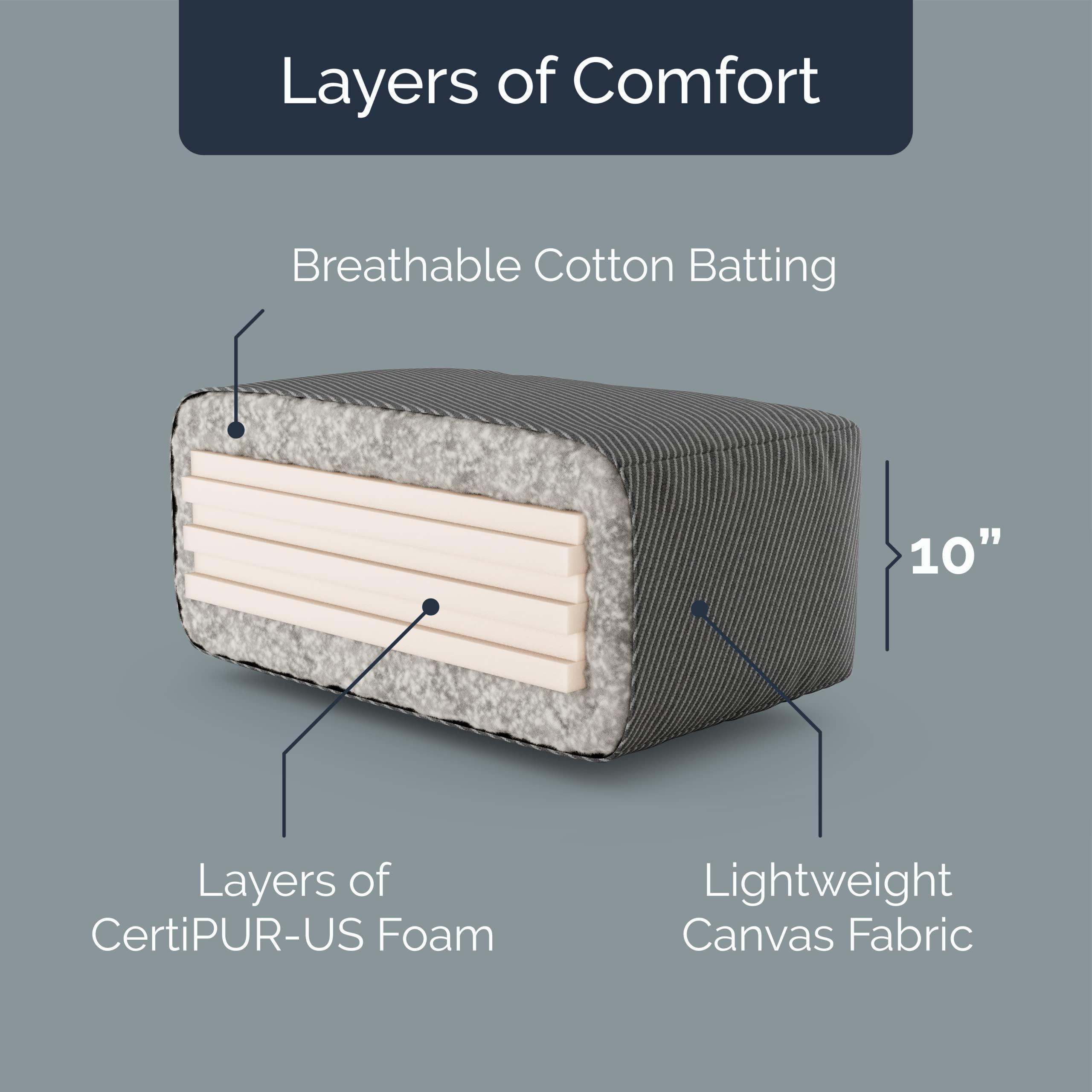 Loosh Loosh Home | 10" Queen Size Futon Sofa Bed Memory Foam Mattress - USA Made, Beige, No Frame