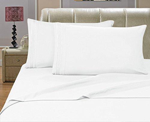 MattRest 1500 Thread Count 4pc Bed Sheet Set Egyptian Quality Deep Pocket , California King, White