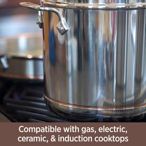 All-Clad All-Clad Copper Core 5-Ply Stainless Steel Fry Pan 12 Inch Induction Oven Broiler Safe 600F Pots and Pans, Cookware Silver