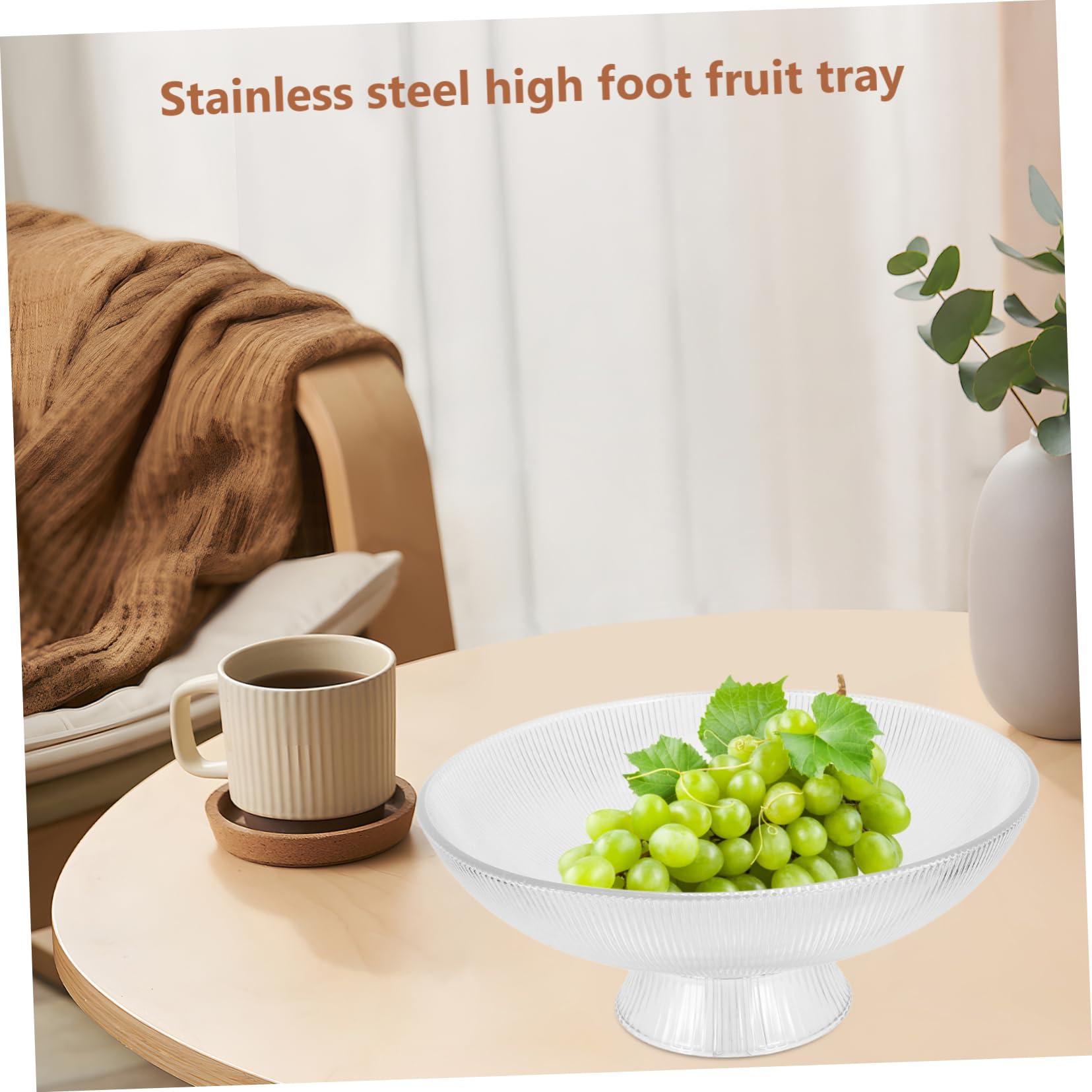 GRIRIW GRIRIW Footed Fruit Serving Plate Large Glass Bowl for Centerpiece Fruit Bowl in Kitchen