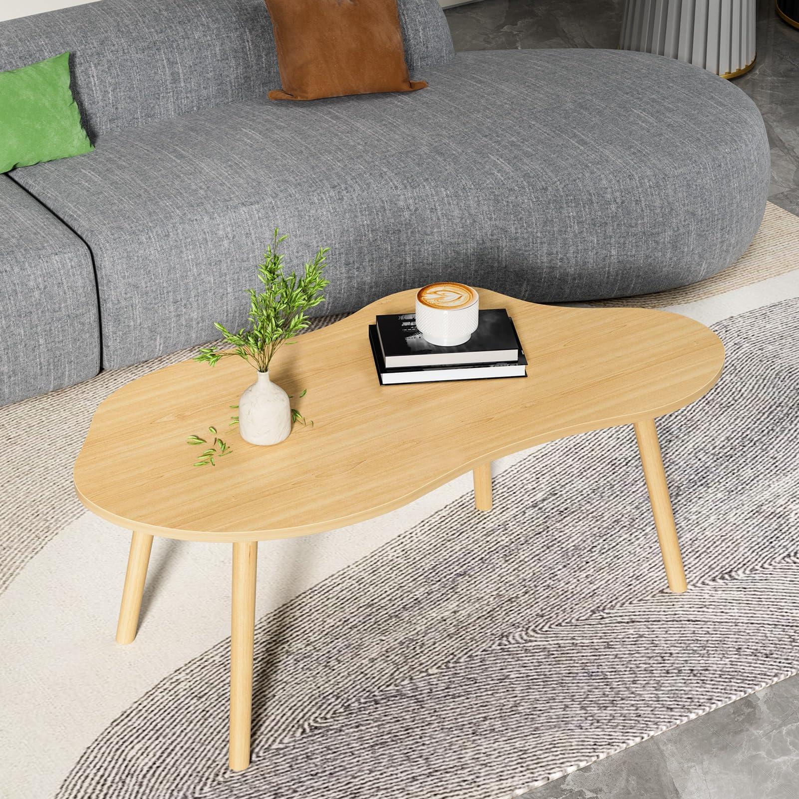 leasote leasote Cloud Coffee Table, Mid Century Modern Coffee Table, Small Coffee Table, Rustic Farmhouse Coffee Table Retro Accent Sofa Center Table for Living Room Easy Assembly 80 cm/31.5IN