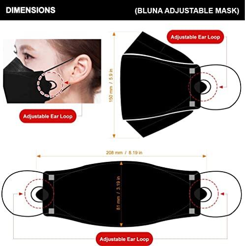 BLUNA FACE FIT BLUNA FACE FIT5 PackPremium 4-Layer Black KF94 Face Mask [Adjustable Ear Loop] + CARE ON5 PackPremium Black KF94 Mask [Non-Adjustable] [Both Made in KOREA, Large for Adult]