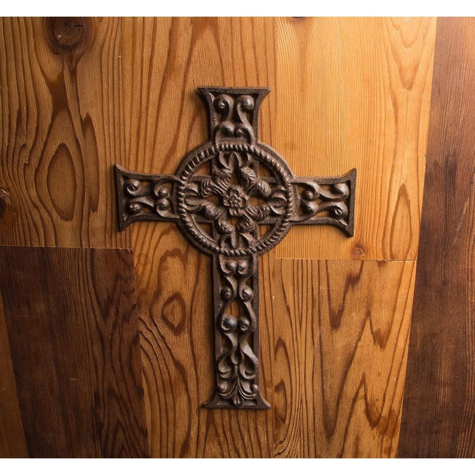 Juvale Juvale Wrought Iron Celtic Cross for Wall Decor, Rustic Outdoor Cross for Home, Easter, Medieval Cross for Christian and Religious Art Lovers, Dark Bronze- 11.5x7.7x0.5 inch