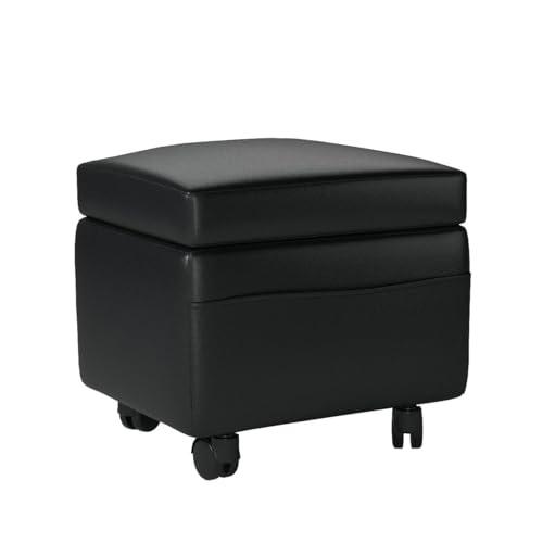 OakRidge OakRidge Flip Top Small Storage Ottoman, 13” L x 10” W x 12” H – Side Pocket Stores Magazines, Books & Remote Control – 4 Plastic Casters Lock in Place, Vinyl Covering Easily Wipes Clean