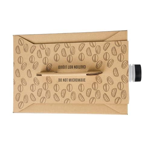 Restaurantware Restaurantware-12 x 7.5 x 8.5 Inch 96 Ounce Disposable Coffee Dispensers, 10 Insulated Coffee Take Out Containers - Built-In Handle, Portable Design, Kraft With Black Paper Coffee To Go Boxes