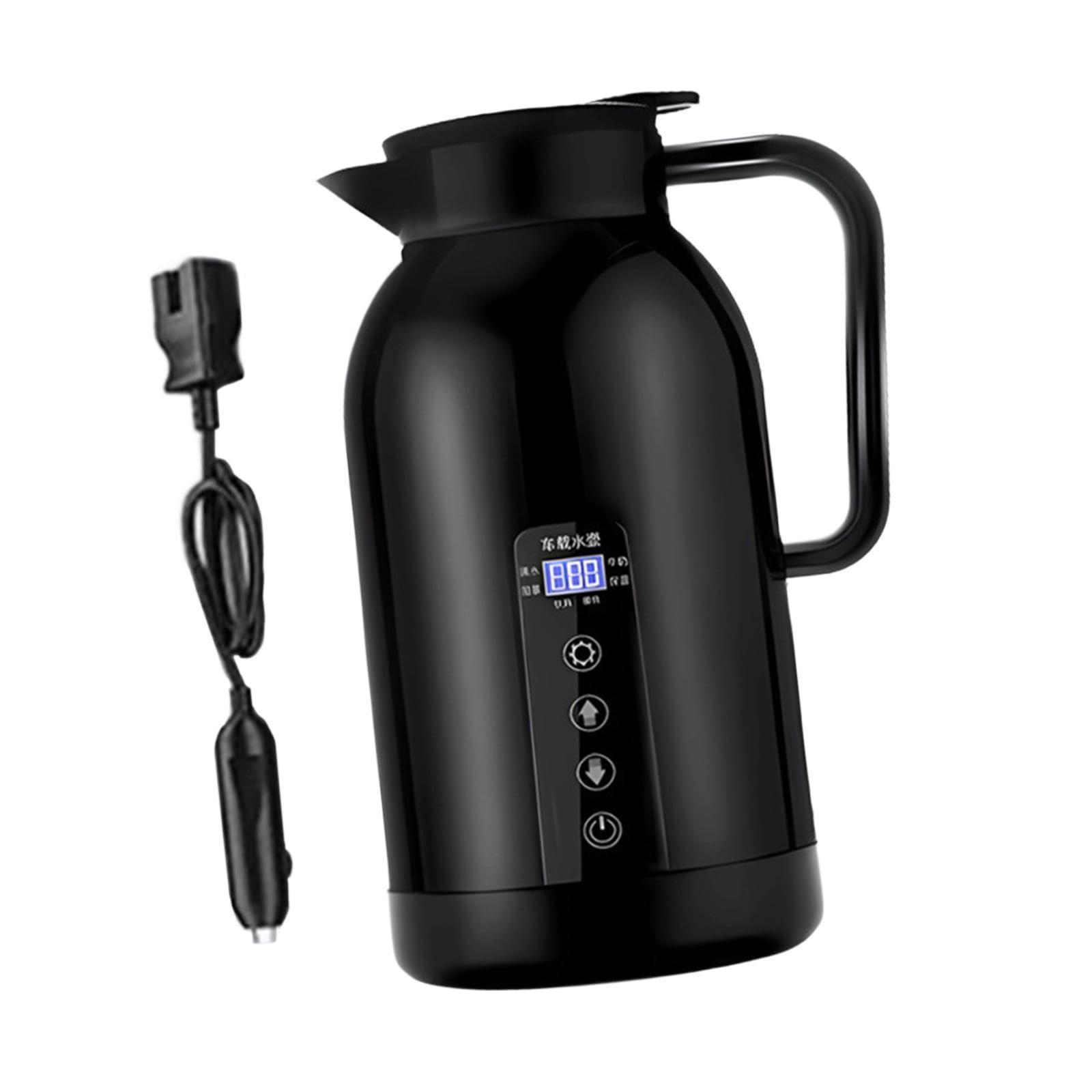 Generic Car Kettle Boiler Hot Water Bottle 12V-24V LCD Digital Display Heating Bottle Car Electric Kettle for Road Trips Camping